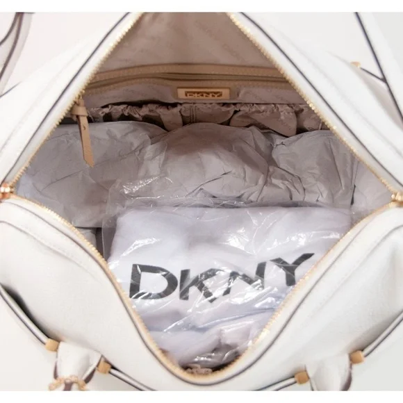 DKNY White Leather Crosby Speedy Satchel